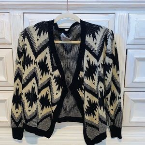 Ci Sono Aztec Knit Navy and Tan Cardigan Women's S/M